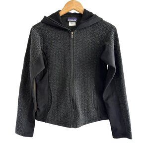 Patagonia Wool Fleece Zip Up Sweater Women’s Size S Hoodie Gray Black Small Flaw